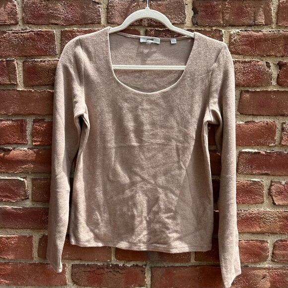 VINCE $165 Cozy Scoop Neck Top Long sleeve womens medium NEW - Picture 2 of 6